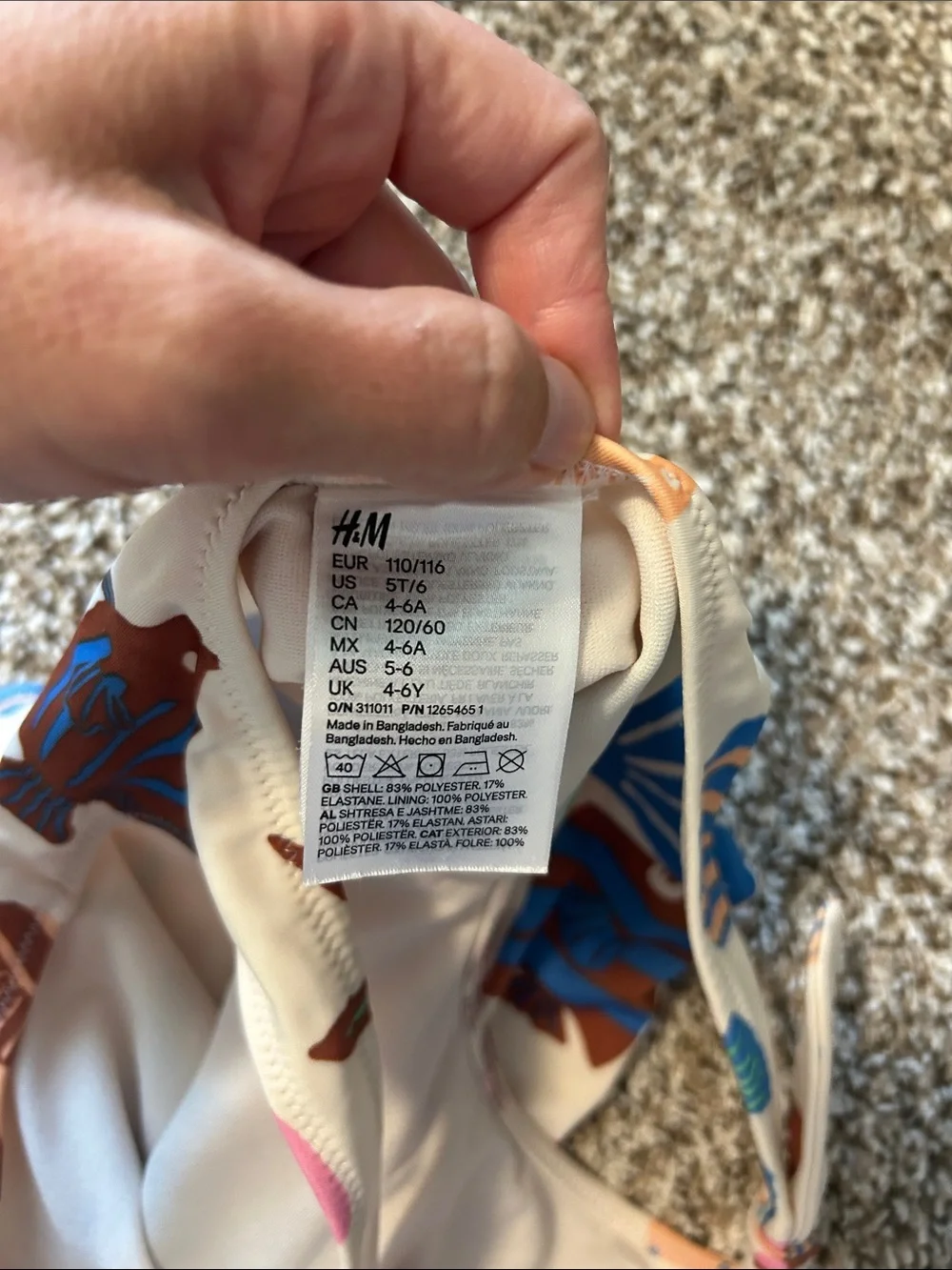 H&M Cream One-Piece Swimsuit with Multicolor Sea Life Print
